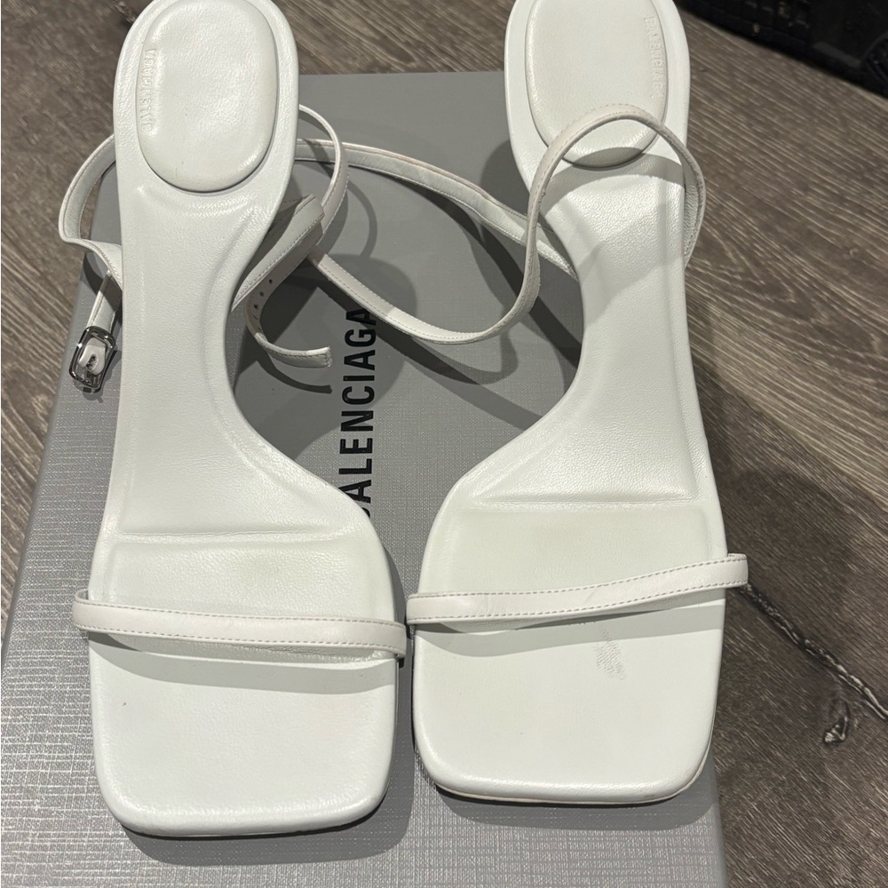 Balenciaga White Strappy Heels
